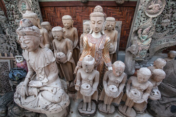 Statue of buddha in wooden handmade