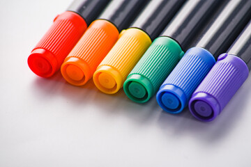 olor marker color pen set isolated on white background close up. lGBT concept