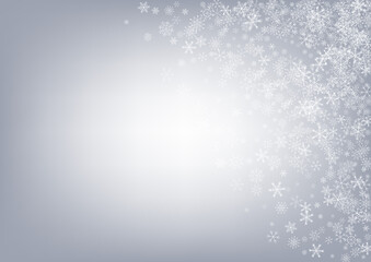 Gray Snowflake Vector Gray Background. New Snow 