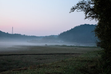 朝霧に包まれて