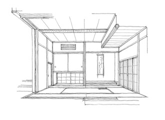 free-hand design perspective  フリーハンドの設計パース　和室