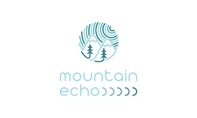 illustration vector graphic of simple, modern, minimalist, line art, unique, badge, emblem, stamp style, abstract mark for nature, mountain, with line art style logo design