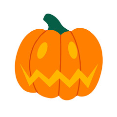 Evil pumpkin-lantern for Halloween. Creepy scary pumpkin design element for Halloween. Vector flat illustrations