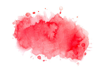 red paint of splashes watercolor on white.