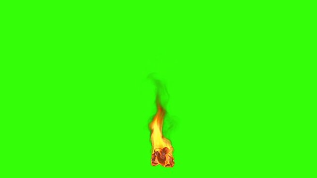 Soldier on fire crawling in agony, front view, Green Screen Chromakey