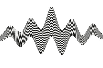 Black and white curved line stripe. Wave abstract background. Stripe optical abstract design.