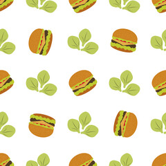 Vector Pattern Burger Takeaway Fast Food Lunch