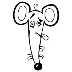 Mouse hand drawn. Vector illustration of cartoon mouse. Funny rat.