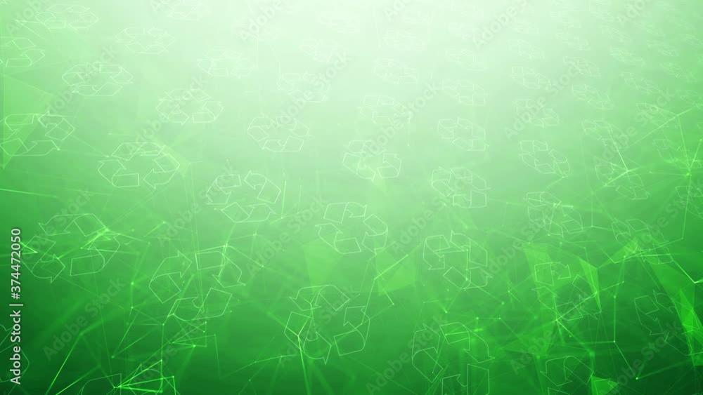 Aufkleber trinagle shape bokeh with recycle signs rotation. conceptual green clean environment copy space back