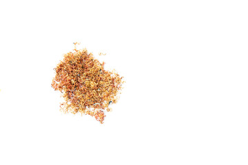 Colorful pencil shavings isolated in white background
