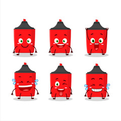 Cartoon character of red highlighter with smile expression