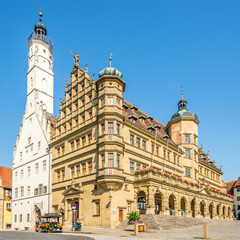 Fototapeta na wymiar View at the Building of Town Hall in Rothenburg ob der Tauber ,Germany