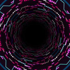 Vector abstract background, tunnel with colorful objects