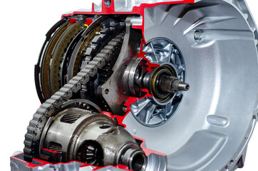 Fototapeta na wymiar Close-up of automatic transmission cross section.