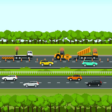 constractor working at the highway