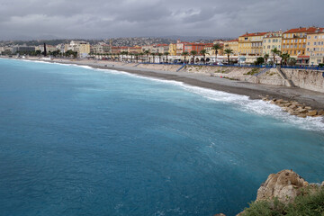 overhead view of beaches in Nice, France