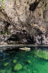 Grotta Di Sperlonga - A huge cave with the remains of a pool and a fountain from the grotto offers a magnificent view of the village of Sperlonga,Italy