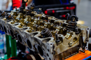 Disassemble engine block vehicle. Motor capital repair.