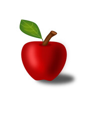 mela rossa con foglia