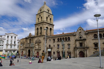 Fototapeta na wymiar Bolivia La Paz - Saint Francisco Square - Plaza Mayor de San Francisco