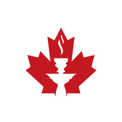 Maple leaf and hookah logo design. Canada leisure club logo concept.