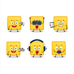 Gold first button cartoon character are playing games with various cute emoticons