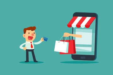 businessman use credit card for online shoping store