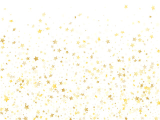 Flying gold star sparkle vector with white background.