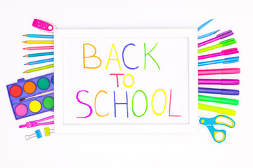 Back to school stationery on white theme