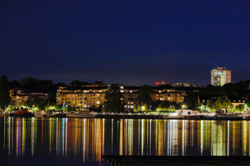 Fototapeta premium Stockholm, Sweden The skyline of Sodermalm island at night.