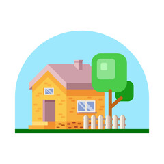 Colored House exterior. Home facade with doors