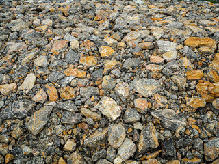 Boulders and rock of various sizes for construction or dam construction.