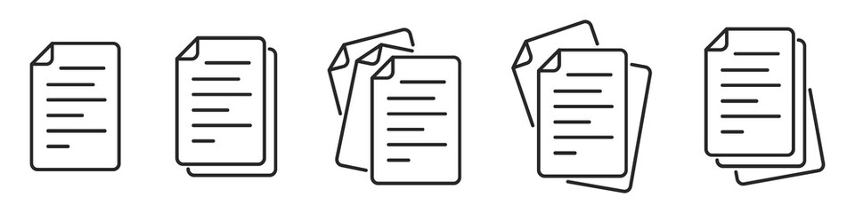 Paper documents icons. Linear File icons.