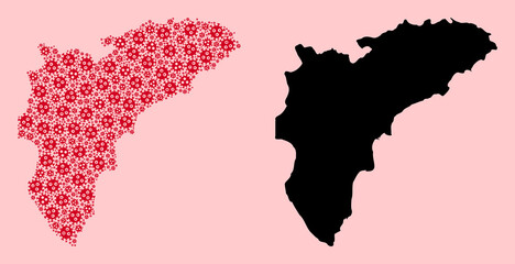 Obraz premium Vector Mosaic Map of Alicante Province of SARS Virus Parts and Solid Map