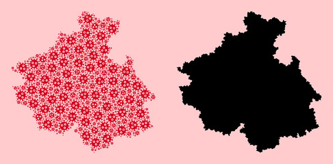 Vector Mosaic Map of Altai Republic of Covid-2019 Virus Items and Solid Map