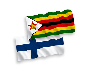 Flags of Finland and Zimbabwe on a white background