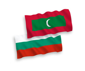 Flags of Maldives and Bulgaria on a white background