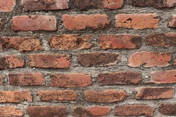 The walls are made of antique bricks at Chaimongkol temple.location Ayutthaya province  Thailand, is very old,about 200 years old,strong, durable and is a traditional Thai art,suitable a ิbackground.