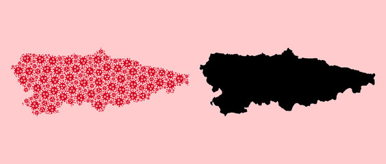 Vector Collage Map of Asturias Province of Flu Virus Items and Solid Map