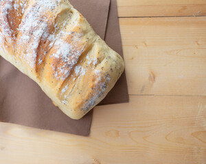 fresh bread on wooden background

