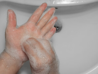 Detailed hand washing gestures to protect against coronavirus and disinfect