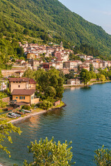 The small and traditional village of Dorio, on the shores of the famous Lake Como, Italy - June 2020.