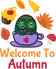 Welcome to autumn cute seasonal sticker design