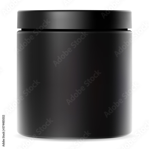 Download Black Jar Plastic Container For Cream Cosmetic Packaging Mockup With Glossy Lid For Whey Protein Powder Or Premium Sport Supplement Cylinder Tube Package For Bodybuilding Vitamin Or Shake Wall Mural Sergej Bajbak