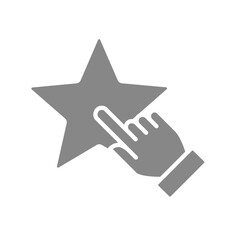 Human chooses a star gray icon. Customer review, add to favorites, rating, feedback symbol