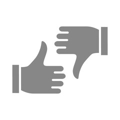 Like and dislike gray icon. Thumb up and thumb down symbol
