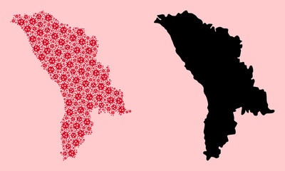 Obraz premium Vector Collage Map of Moldova of Outbreak Particles and Solid Map
