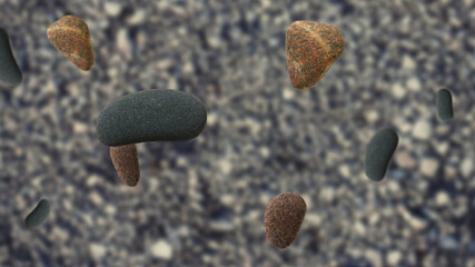 Falling stones, close up, top view. Blurred background © Black Morion