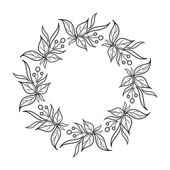 Line art of christmas wreath