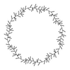 Line art of little leaves on white